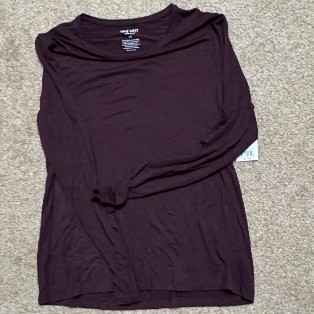 Nine West Women's Plum Long Sleeve Tee NWT